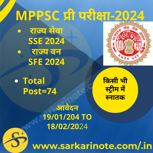 MPPSC प्री परीक्षा ऑनलाइन फॉर्म-2024